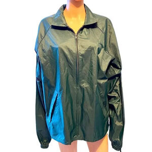 Y2K Forrester’s 100% Nylon Wind Breakers Rain Jacket Unisex Adult M Pocket Green
